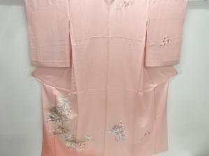 手描き友禅屋敷風景模様単衣訪問着